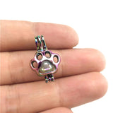 10PCS Animal Footprint Charms Pearl Cage Locket Aromatherapy Diffuser Pendant