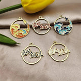 10Pcs Alloy Drop Oil Round Pendant Earrings
