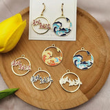10Pcs Alloy Drop Oil Round Pendant Earrings