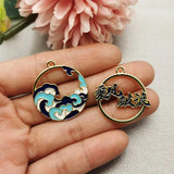 10Pcs Alloy Drop Oil Round Pendant Earrings