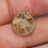 5 PCS Natural Stone Pendants Faceted Oblate Semi-precious Stone Edging Pendant