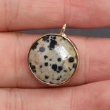 5 PCS Natural Stone Pendants Faceted Oblate Semi-precious Stone Edging Pendant