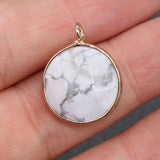 5 PCS Natural Stone Pendants Faceted Oblate Semi-precious Stone Edging Pendant
