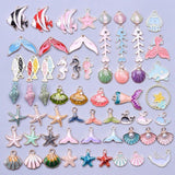 60Pcs Enamel Charms Sea Ocean Shell Starfish DIY Earrings Pendant Bulk