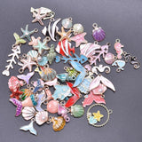 60Pcs Enamel Charms Sea Ocean Shell Starfish DIY Earrings Pendant Bulk