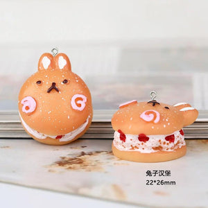 10Pcs Cartoon Hamburg Resin Charms For Jewelry Earrings