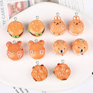 10Pcs Cartoon Hamburg Resin Charms For Jewelry Earrings