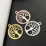 Stainless Steel Life Tree Charms for DIY Jewelry Making