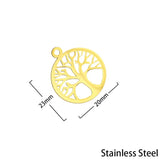 Stainless Steel Life Tree Charms for DIY Jewelry Making