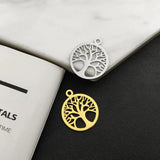 Stainless Steel Life Tree Charms for DIY Jewelry Making