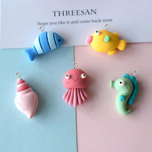 10Pcs Ocean Fish Resin Charms for Jewelry Making Pendants Diy Accessories