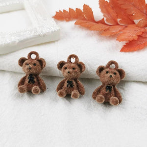 10pcs Enamel Alloy Brown Bears Pendant Charms Jewelry Making Accessories