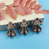 10pcs Enamel Alloy Brown Bears Pendant Charms Jewelry Making Accessories