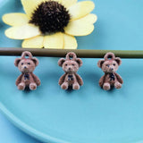 10pcs Enamel Alloy Brown Bears Pendant Charms Jewelry Making Accessories