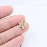 10pcs Stainless Steel Mini Cactus Charms Pendant DIY Jewelry Unfading Colorless