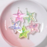 10Pcs Glitter Star Resin Charms for DIY Jewelry Making