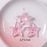 10Pcs Glitter Star Resin Charms for DIY Jewelry Making
