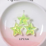 10Pcs Glitter Star Resin Charms for DIY Jewelry Making