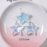 10Pcs Glitter Star Resin Charms for DIY Jewelry Making