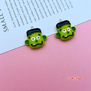10pcs Halloween Resin Skull Ghost Spider Charm Pendant for Jewelry Making
