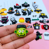 10pcs Halloween Resin Skull Ghost Spider Charm Pendant for Jewelry Making