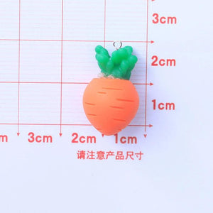 10pcs Cute 3D Mushroom Carrot Resin Charms for Earring Bracelet Keychain