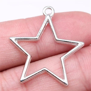 20pcs 30x27mm Rhodium Star Charms for Jewelry Making