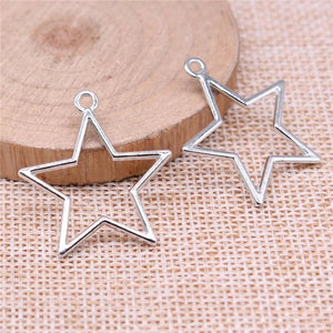 20pcs 30x27mm Rhodium Star Charms for Jewelry Making