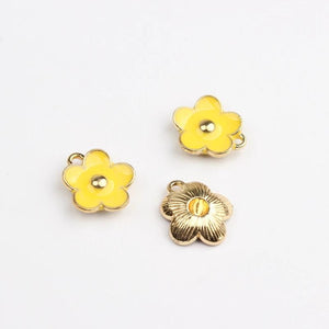 20pcs 11mm Zinc Alloy 3D Mini Enamel Flowers Charms for Earrings Making