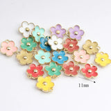 20pcs 11mm Zinc Alloy 3D Mini Enamel Flowers Charms for Earrings Making