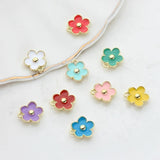 20pcs 11mm Zinc Alloy 3D Mini Enamel Flowers Charms for Earrings Making