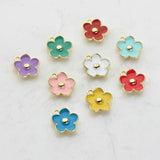 20pcs 11mm Zinc Alloy 3D Mini Enamel Flowers Charms for Earrings Making