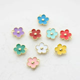 20pcs 11mm Zinc Alloy 3D Mini Enamel Flowers Charms for Earrings Making