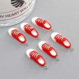6pcs Mini Canvas Shoe Resin Earring Charms Micro Shoes Pendants