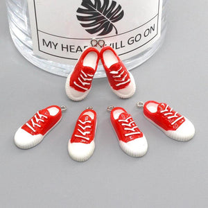 6pcs Mini Canvas Shoe Resin Earring Charms Micro Shoes Pendants