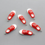 6pcs Mini Canvas Shoe Resin Earring Charms Micro Shoes Pendants