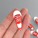 6pcs Mini Canvas Shoe Resin Earring Charms Micro Shoes Pendants