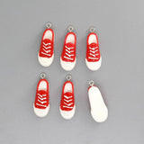 6pcs Mini Canvas Shoe Resin Earring Charms Micro Shoes Pendants