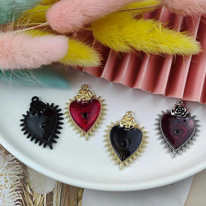 10pcs Gothic Evil Eye Heart Flower Charms for DIY Earrings