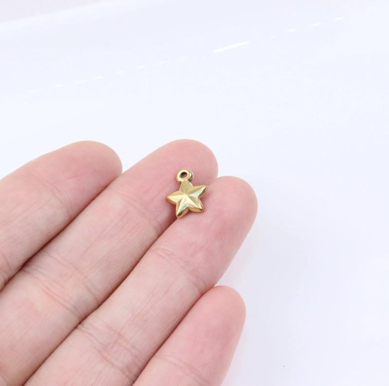 5pcs 9mm Stainless Steel Star Charms Pendant DIY Jewelry Kit