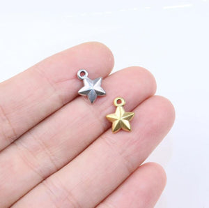 5pcs 9mm Stainless Steel Star Charms Pendant DIY Jewelry Kit