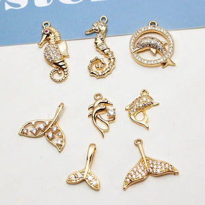 4Pcs Brass Zircon Animal Charms Pendant for DIY Jewelry