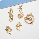 4Pcs Brass Zircon Animal Charms Pendant for DIY Jewelry