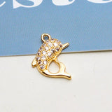 4Pcs Brass Zircon Animal Charms Pendant for DIY Jewelry