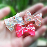 12Pcs Bow Charms Resin Necklace Pendant Making Accessory