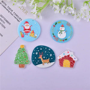 10pcs Santa Claus Snow Man Deer Acrylic Charms DIY Jewelry Finding