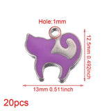 20pcs Stainless Steel Cartoon Cat Enamel Charms Pendants for Jewelry Making