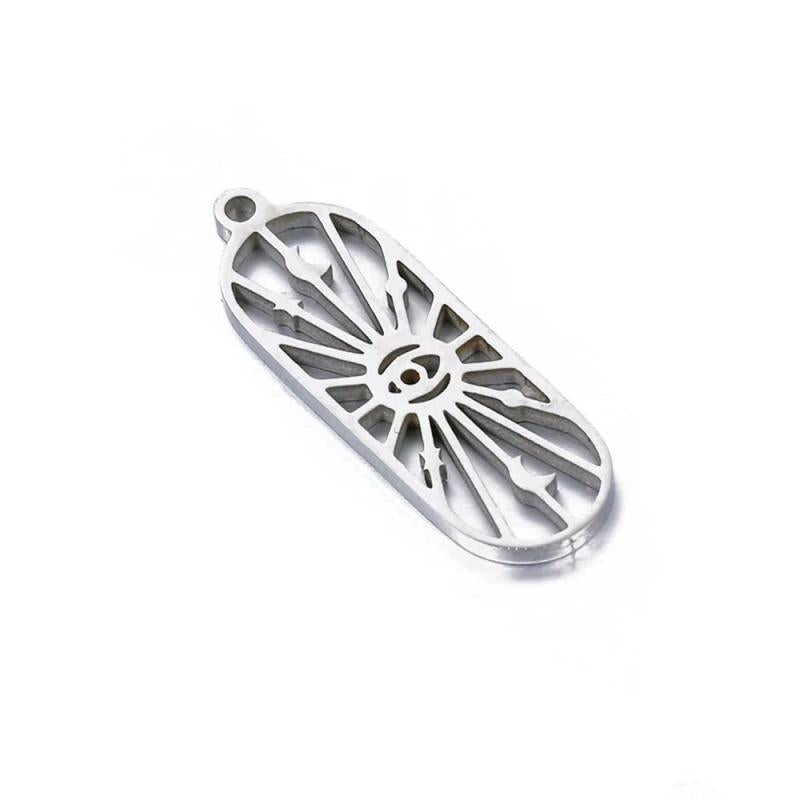 2Pcs Stainless Steel Celestial Sun Moon Star Charms All Seeing Eye Tarot Cards