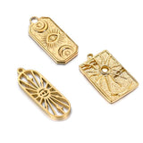 2Pcs Stainless Steel Celestial Sun Moon Star Charms All Seeing Eye Tarot Cards