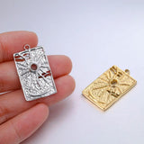 2Pcs Stainless Steel Celestial Sun Moon Star Charms All Seeing Eye Tarot Cards
